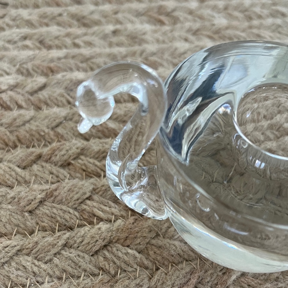 Pair of Clear Glass Vintage Swan Candle Holders - Perfect for Valentine's Day - Picture 3 of 15